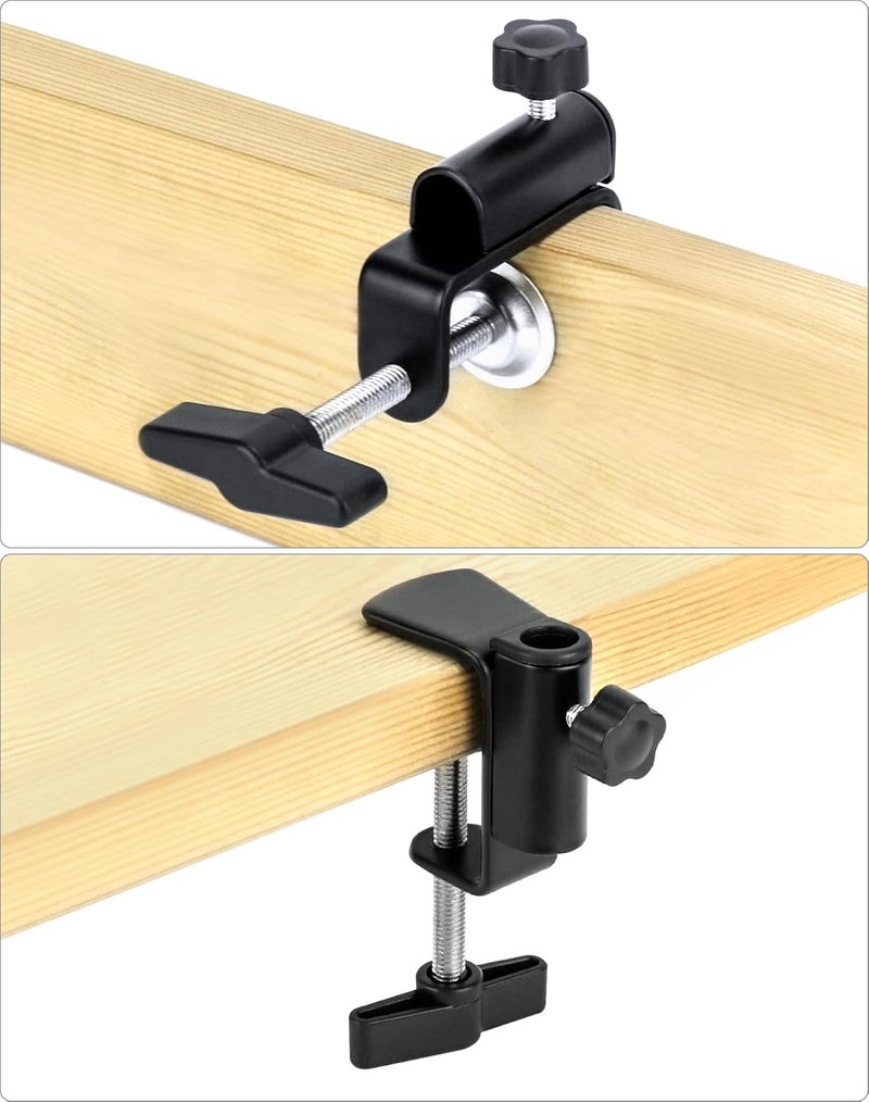 QWORK Universal Desk C-Clamp with 1/2" Thread Hole, 4 Pack Adjustable Metal Mounting Table Clamp, Desk Light Clamp Mount Holder for Swing Arm Magnifying Desk Lamp Microphone Camera - Image 4